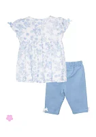 Baby Girls Printed Cotton Voile Smocked Set