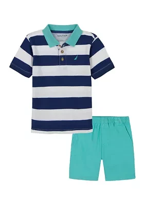 Toddler Boys Stripe Polo Shirt and Shorts Set