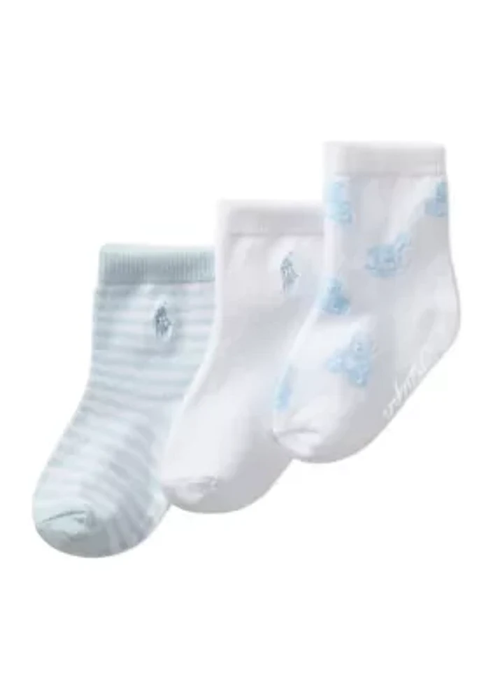 Baby Boys Essential Tossed Bear Socks - 3 Pack