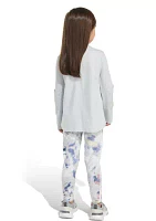 Toddler Girls 2 Piece Long Sleeve Graphic T-Shirt and Printed Leggings Set