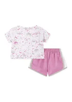 Baby Girls Dri Fit Graphic T-Shirt and Shorts Set