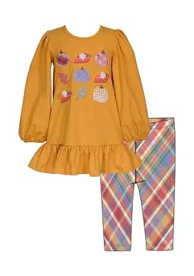 Girls 4-6x Harvest Appliqué Top and Printed Leggings Set