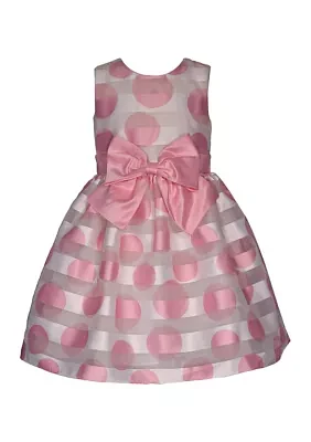 Girls 7-16 Pink Dot Shadow Stripe Dress