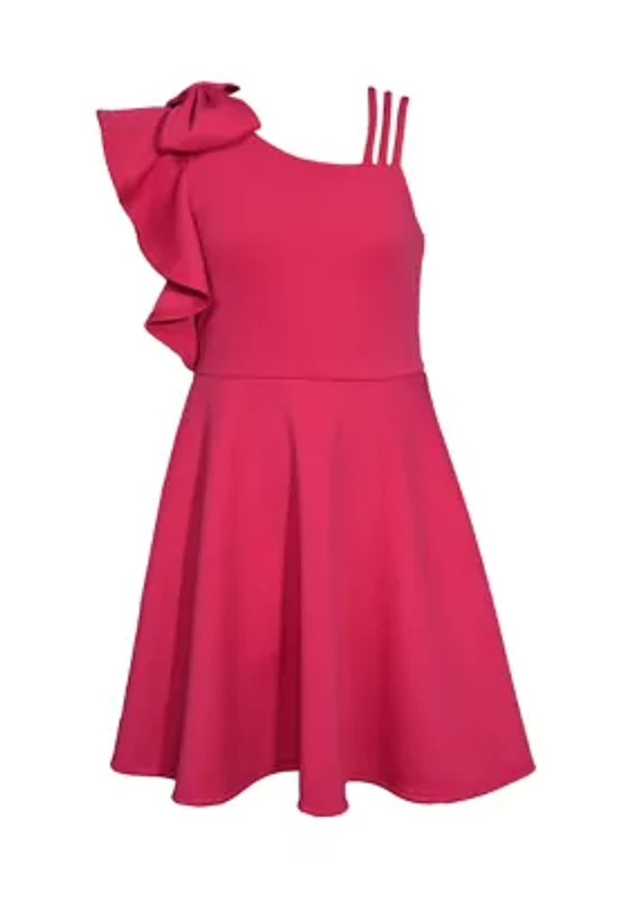 Girls 7-16 One Shoulder Scuba Dress