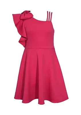 Girls 7-16 One Shoulder Scuba Dress