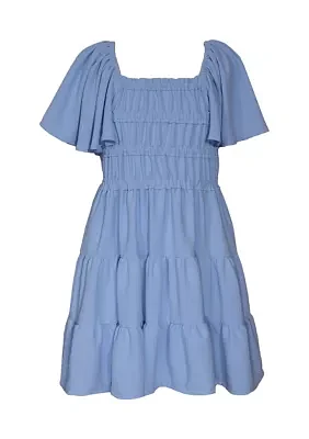Girls 7-16 Bow Back Flare Sleeve Dress