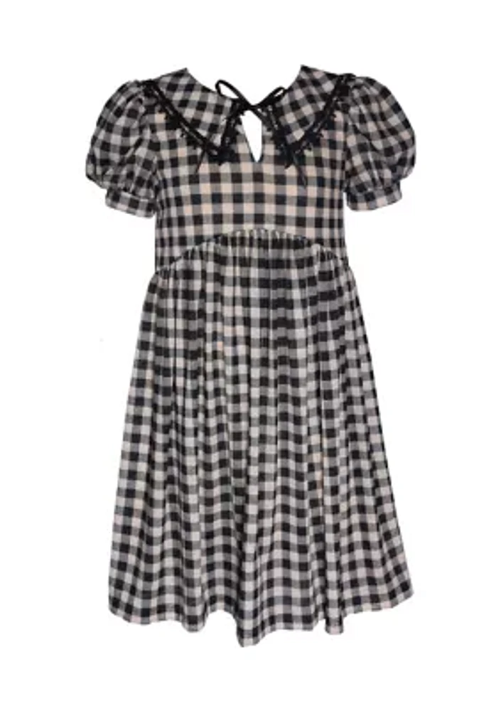 Girls 7-16 Metallic Checkered Dress
