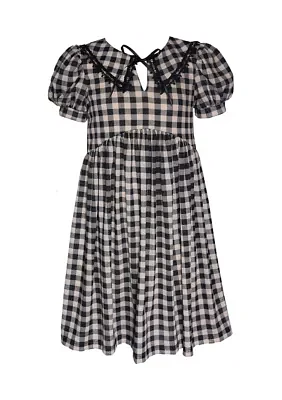 Girls 7-16 Metallic Checkered Dress