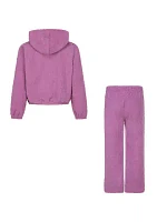 Girls 4-6x Sherpa Graphic Hoodie with Flare Pants Set