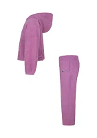 Girls 4-6x Sherpa Graphic Hoodie with Flare Pants Set