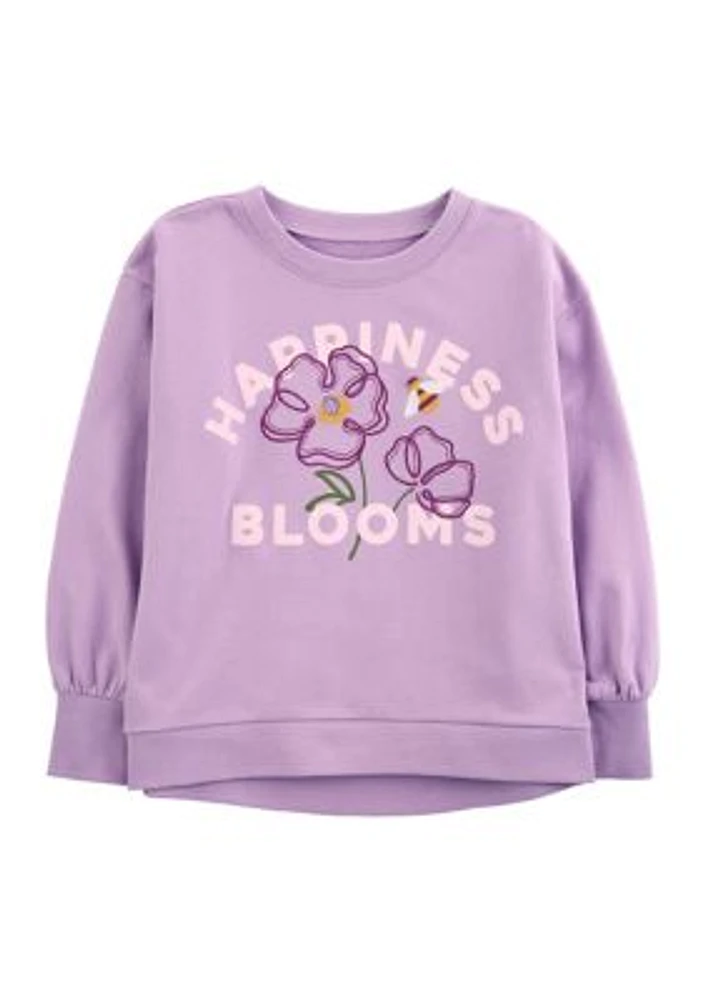 Girls 4-6x Happiness Blooms Embroidered Sweatshirt