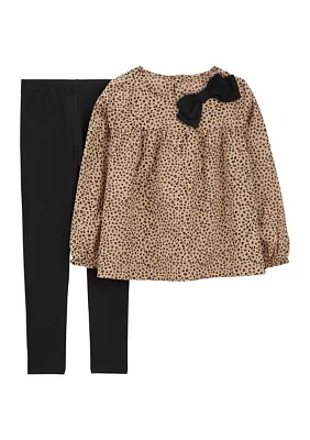 Girls 4-6x Printed Top and Leggings Set