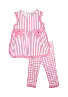 Girls 4-6x Stripe Top and Leggings Set