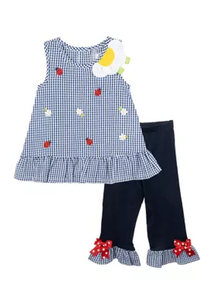 Girls 4-6x Seersucker Top and Ruffle Leggings Set