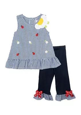 Girls 4-6x Seersucker Top and Ruffle Leggings Set
