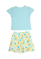 Girls 4-6x Cowgirl Hat Graphic Top and Printed Skort Set