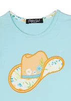Girls 4-6x Cowgirl Hat Graphic Top and Printed Skort Set