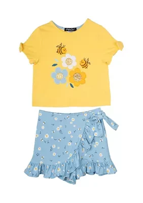 Girls 4-6x Floral Graphic Top and Printed Skort Set