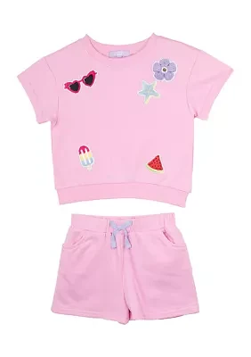 Girls 4-6x Pink Icon Top and Shorts Set