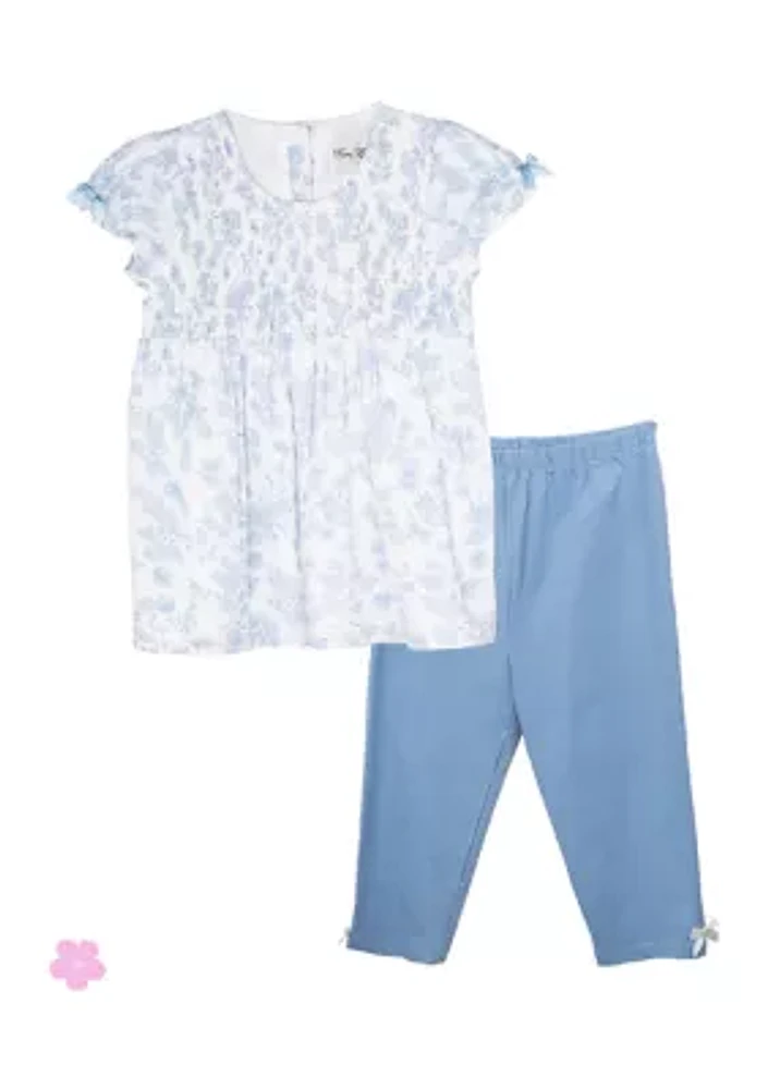 Girls 4-6x Floral Voile Top and Solid Legging Set