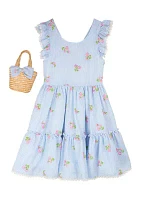 Girls 4-6x Embroidered Seersucker Dress