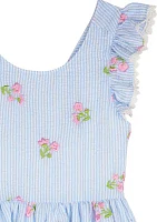 Girls 4-6x Embroidered Seersucker Dress