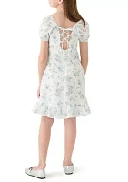 Girls 7-16 Floral Printed Clip Dot Voile Dress