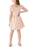 Girls 7-16 Flower Eyelet Scalloped Hem Dress