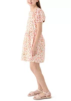 Girls 7-16 Flower Eyelet Scalloped Hem Dress