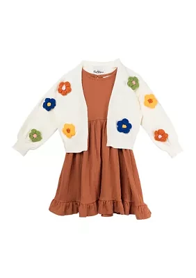 Girls 4-6x Textured Knit Cardigan and Dress Set