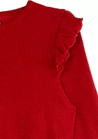 Girls 7-16 Ribbed Knit Top and Printed Flare Pants Set