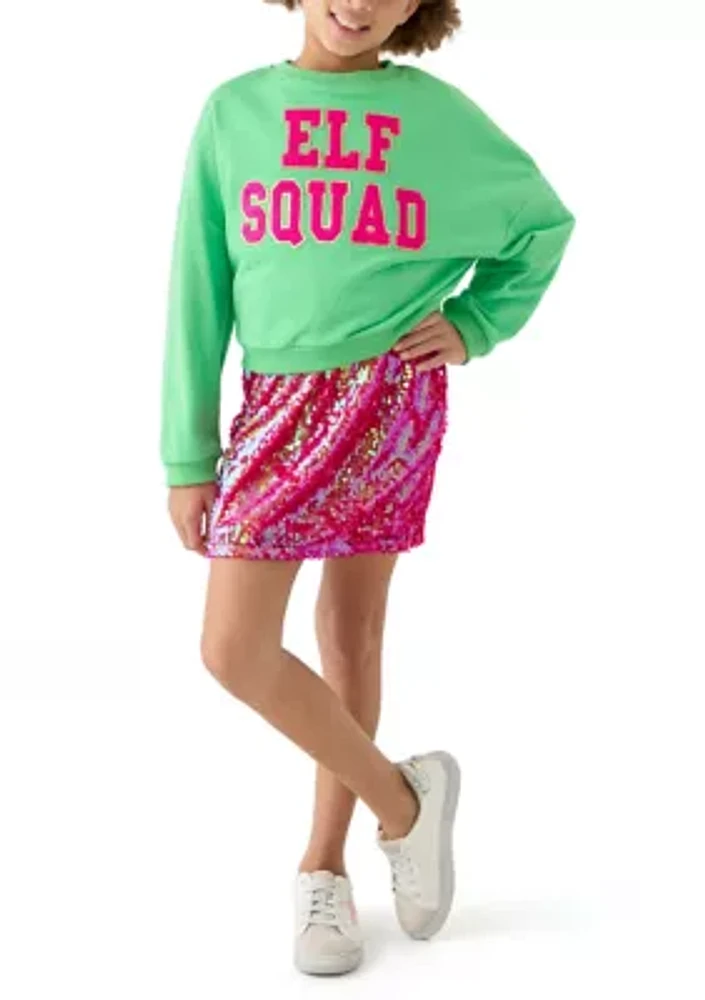 Girls 7-16 Elf Squad Popover to Sequin Bodycon Dress