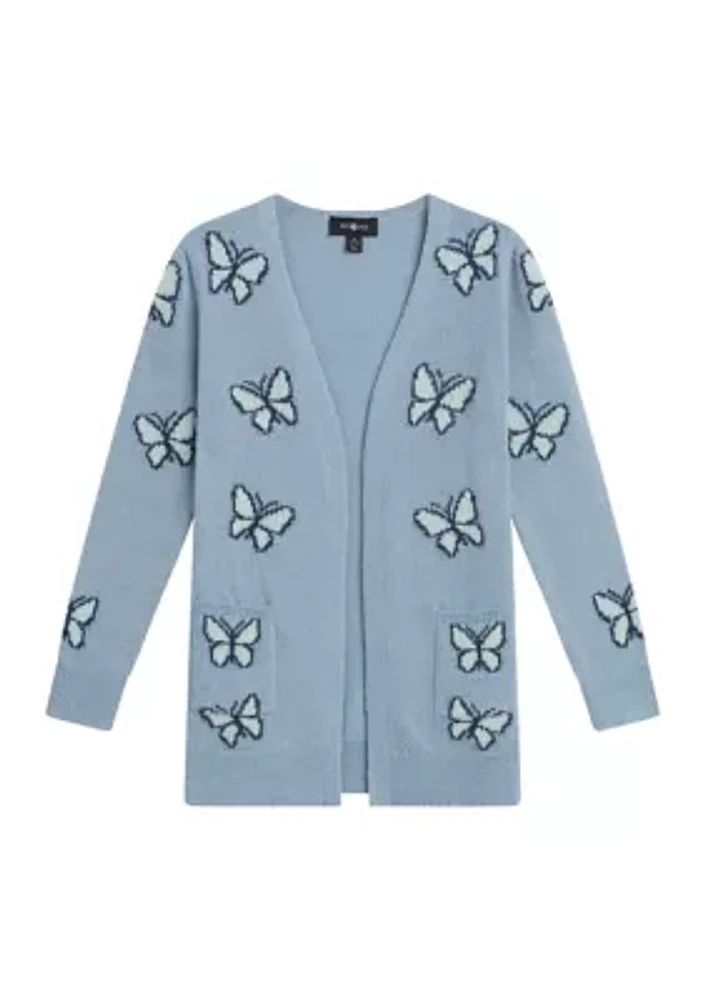 Girls 7-16 Butterflies Printed Cardigan