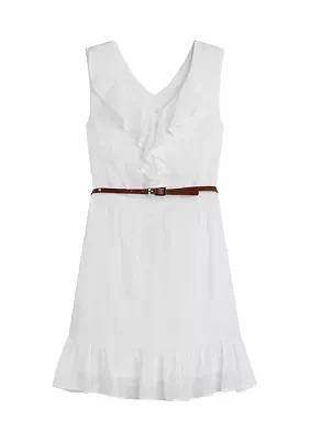 Girls 7-16 Sleeveless Belted Dress