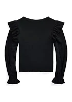 Girls 4-6x Ruffled Cotton Modal Long Sleeve Top