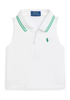 Girls 2-6x Stretch Mesh Half Zip Boxy Polo Shirt