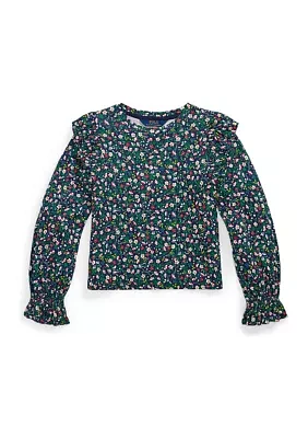 Girls 7-16 Floral Ruffled Cotton-Modal Top