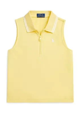 Girls 7-16 Stretch Mesh Half Zip Boxy Polo Shirt