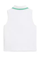 Girls 7-16 Stretch Mesh Half Zip Boxy Polo Shirt