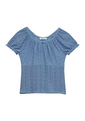 Girls 7-16 Knit Eyelet Emma Top
