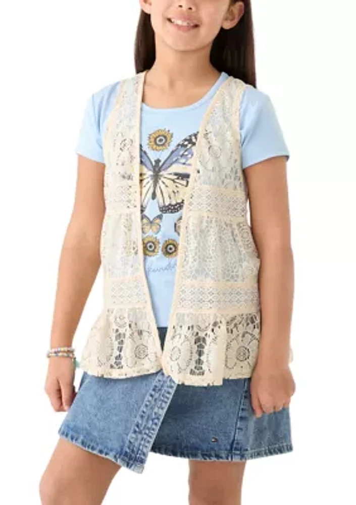Girls 7-16 2fer Lace Vest to Graphic T-Shirt