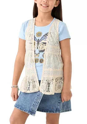 Girls 7-16 2fer Lace Vest to Graphic T-Shirt