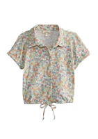 Girls 7-16 Floral Tie Front Woven Shirt