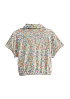 Girls 7-16 Floral Tie Front Woven Shirt