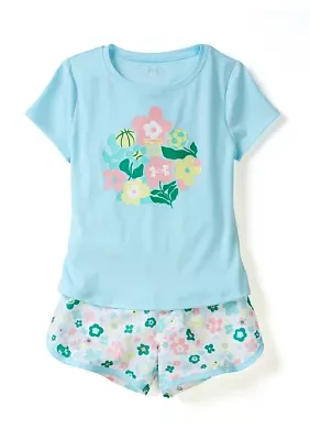 Girls 4-6x Ditsy Flower Party Graphic T-Shirt and Printed Shorts Set