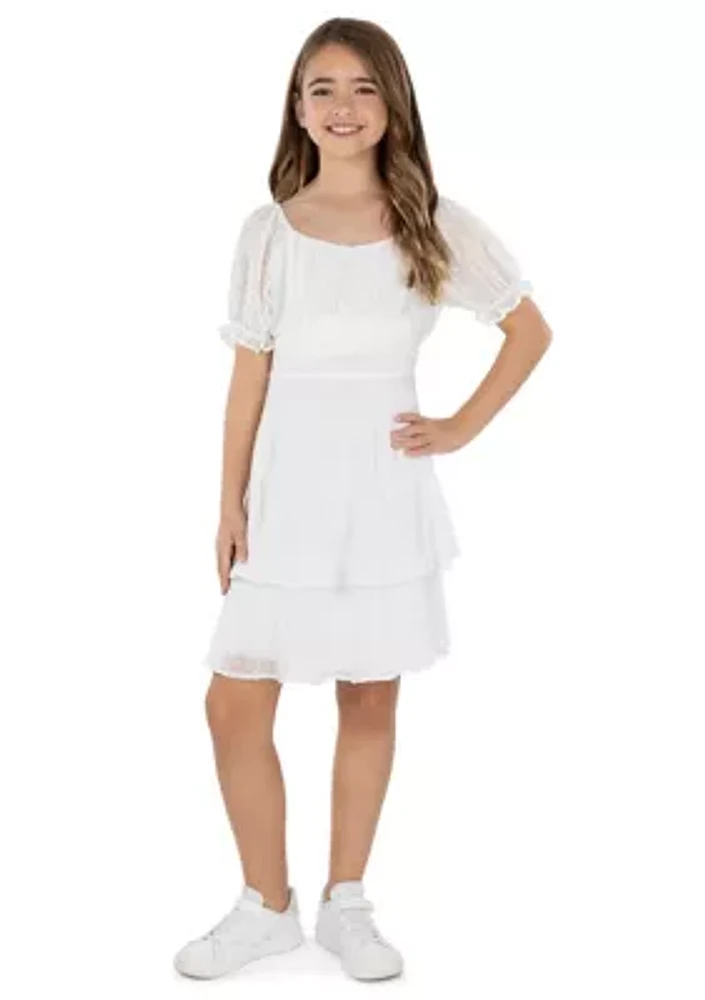 Girls 7-16 Tiered Chiffon Dress