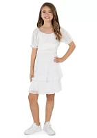 Girls 7-16 Tiered Chiffon Dress