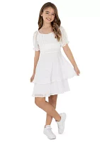 Girls 7-16 Tiered Chiffon Dress