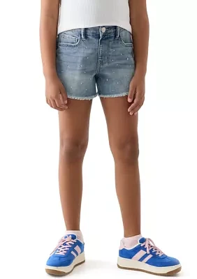 Girls 7-16 Scattered Bling Cozy Denim Shorts
