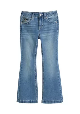 Girls 4-6x Heavy Stitch Back Flap Flare Jeans